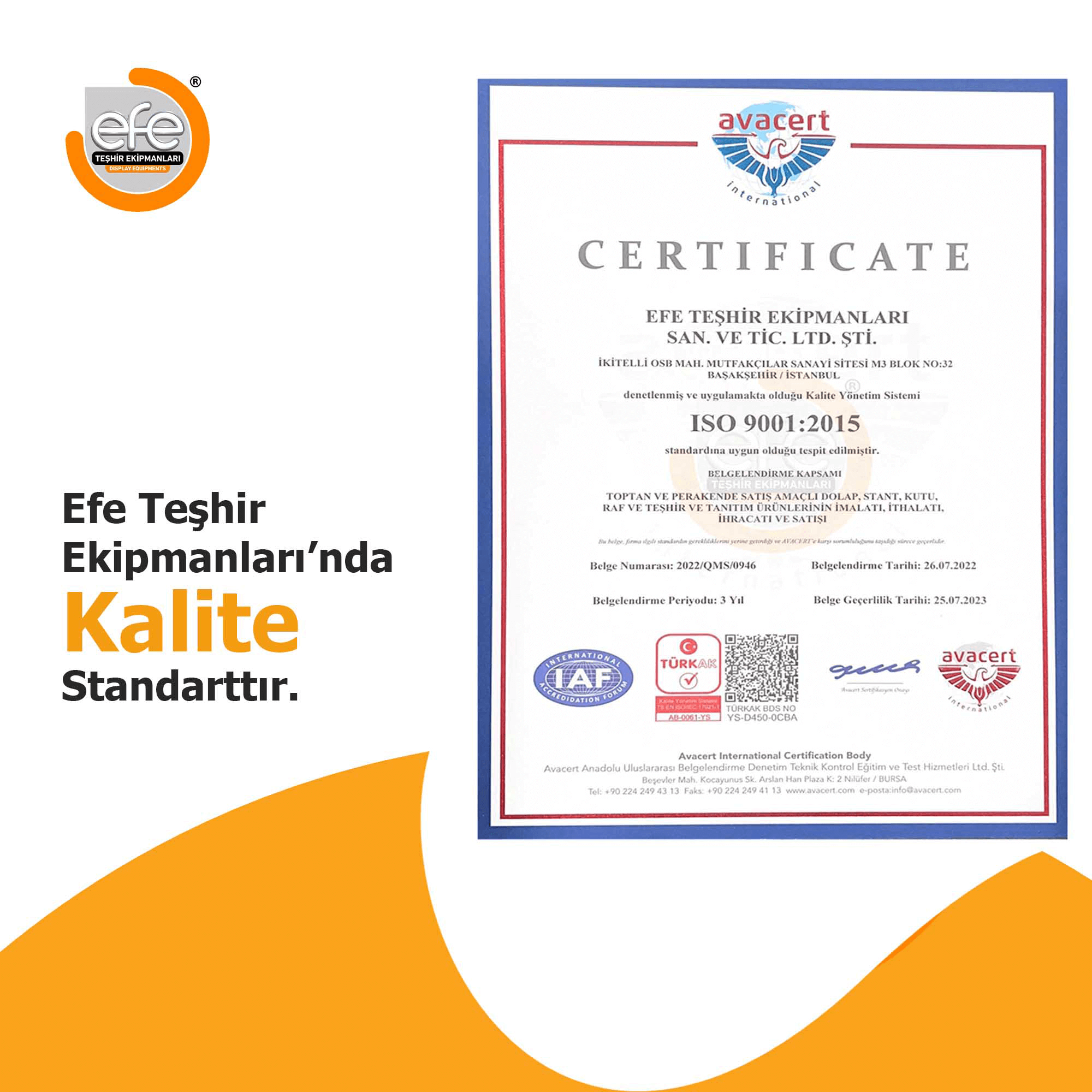 Efe Teşhir Ekipmanları Kalitesini Tescillendiriyor!